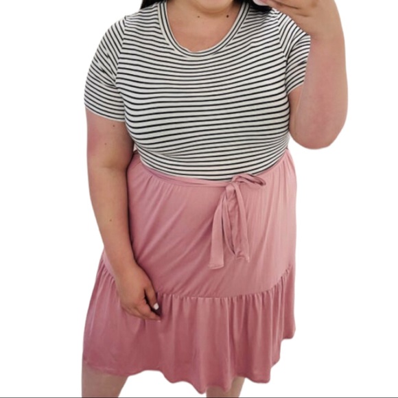 HoneyMe Mauve Pink Striped Dress 2XL NWT - Picture 1 of 2